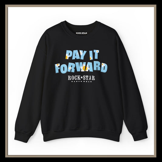 Pay It Forward | Men's Moo | RSRW | Crewneck Sweatshirt - Fun and Playful Design